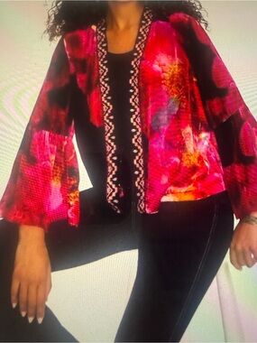 NWT Johnny Was Velvet Bolero Ruby Bloom XL